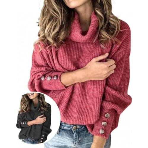 Warm Loose Turtleneck Women Casual Sweater for Home Knitted Sweater Warm Loose Turtleneck Women Casual Sweater for Home
