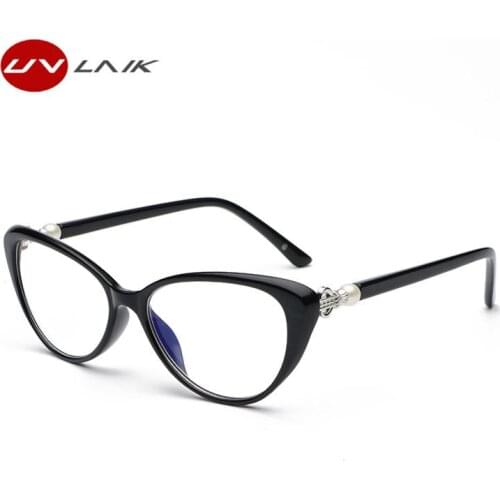 UVLAIK Cat Eye Reading Glasses Women Transparent Blue Light Blocking Eyeglasses Hyperopia Prescription Spectacles 1.0 1.5 2.5