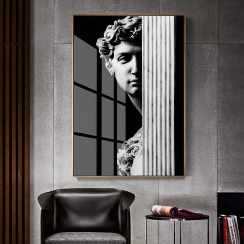 Vintage David Figure Sculpture Black and White Canvas Paintings Wall Art Posters Print Pictures for Living Room Home Decor