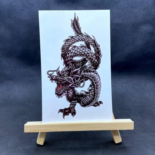 1PC Black Dragon Middle Size Temporary Tattoo Stickers For Arm Men Women Waterproof Body Art Flash Decals Tatoos