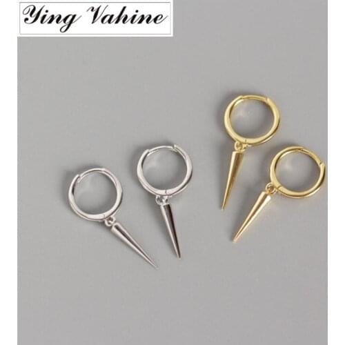 Ying Vahine Fashion Punk Style Womens Earrings 100% 925 Sterling Silver Rivet Pendant Stud Earrings for Women oorbellen brincos