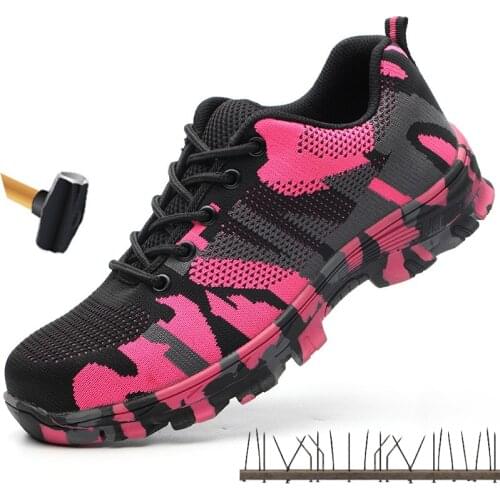 Women Steel Toe Safety Shoes Proof Work Boots Breathable Sneakers Comfortable Anti-smashing Anti-piercing Industrial Shoes Woman