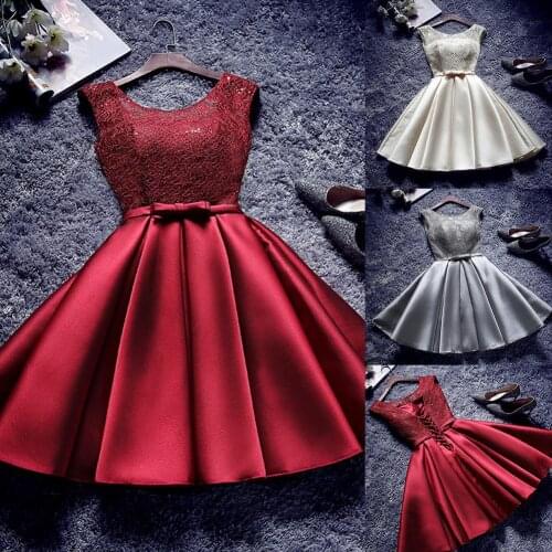 Summe Women Dress Bridemaid Solid Color Floral Lace Sleeveless plus size Mini bridesmaids dresses wedding party prom gown dress