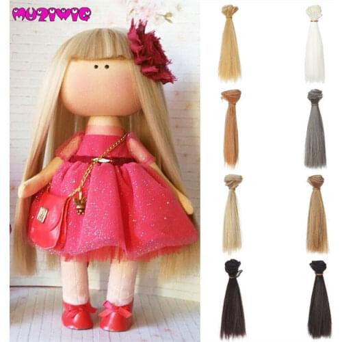 1pcs 15*100cm High Temperature Fiber Fashion Black Blonde Straight Hair Doll Hair Wefts for DIY 1/3 1/4 1/6 BJD SD Doll Wigs