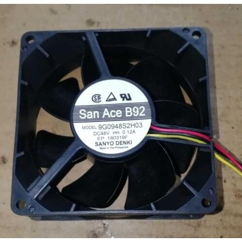 Sanyo Denki 9G0948S2H03 DC 48V 0.12A 90x90x32mm 3-wire Server Cooling Fan