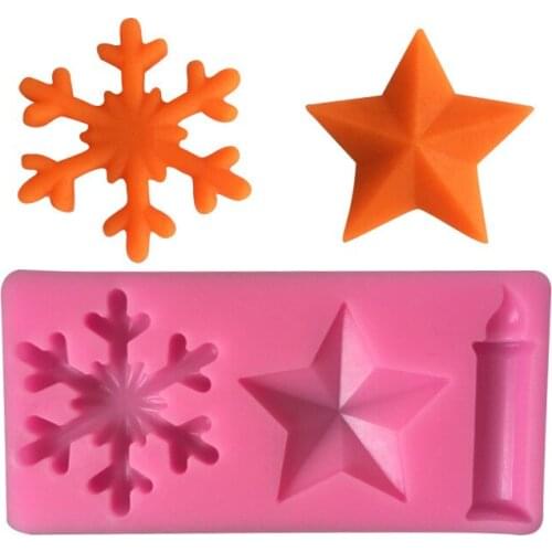 3D Candle Mold Silicone Mold Food Grade Star Snowflake Candle Cake Decoration Tool Soft Candy Crafts High Quality Resin Mold