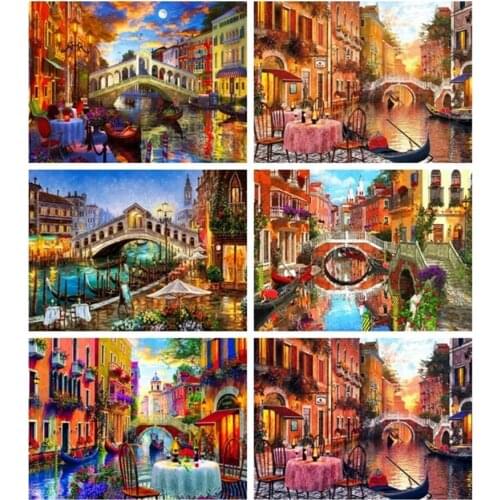 5D Diy Diamond Painting Town Venice Sunset Scenery Craft Kit Sale Full Square Round Diamond Embroidery Landscape Handicraft Gift