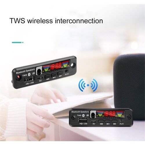 Color Screen Car Audio USB TF FM Radio Module Wireless TWS Bluetooth 5V MP3 WMA Decoder Board MP3 Player with Remote Control