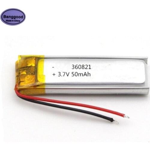 Banggood 3.7V 50mAh 360821 360820 Lipo Polymer Lithium Rechargeable Li-ion Battery Cells For Bluetooth Headset MP3 MP4 Battery