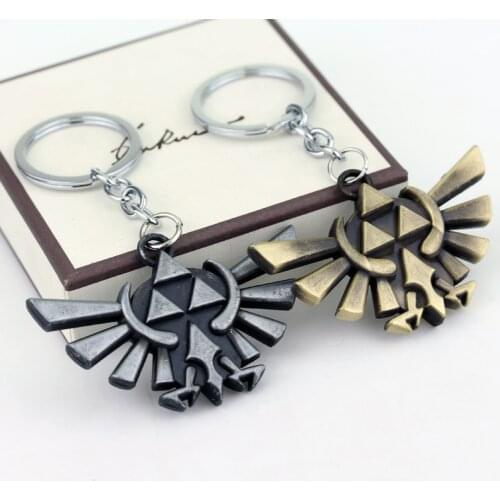 Game The Legends of Zeldas Key Chain Triforce Shield Alloy Keychain Accessories Pendant Key Ring Charms Keychains for Ladies