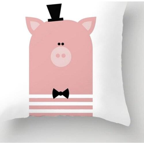 Bunny Piggy Pillow Case Cartoon Polyester Cover For Pillows Decor Home Livingroom Decor Sofa Decorative Cushions Cute Pillowcase