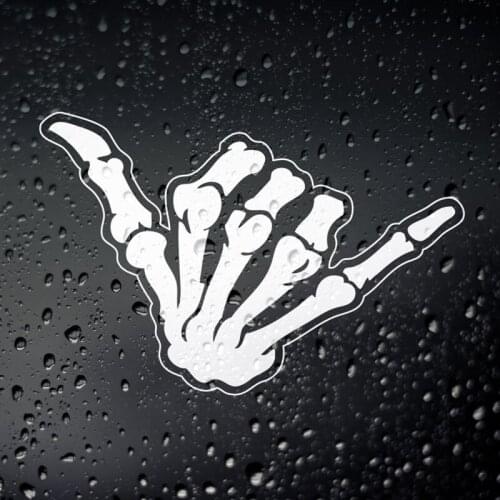 Black/Sliver Shaka Skeleton Hand Car Sticker Removable Waterproof Window Body Bumper Decal CL785