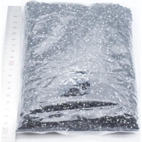 Black Diamond Wholesale Large Bulk Packing High Quality Shiny Stones Size SS6 SS10 SS16 SS20 SS30 Black Hotfix Rhinestones