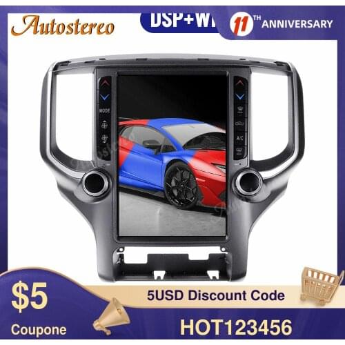 For Dodge RAM 2018 2019 Android 9.0 Multimedia Radio Vertical Screen GPS Navigation Car Radio Tape Recorder Auto Stereo HeadUnit