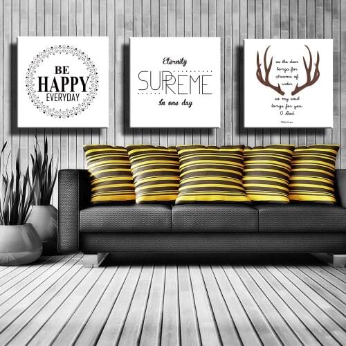 Three Nordic Style Quote Happy Memories Canvas Painting Decorative Wall Art Poster Mural Picture For Living Room Home Decoration