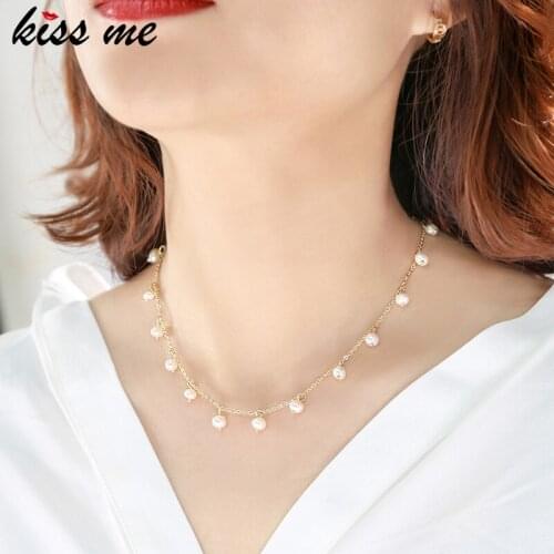 Kissme Unique Cultured Pearl Base Chains Easy To Match Choker Necklaces For Women Gold Color Alloy Chains 2021 Fashion Jewelry
