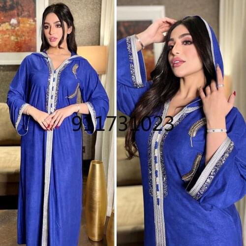 2021 Ramadan Mubarak Abayas For Women Dubai Muslim Hooded Dress Jalabiya Kaftan Moroccan Turkish Evening Gown Islam Clothing