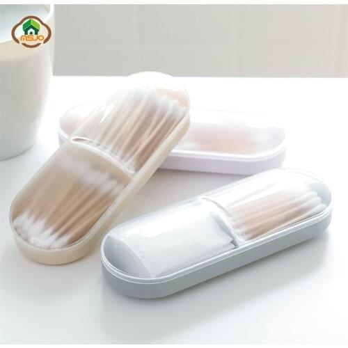 MSJO Organizer Box Storage Makeup Cotton Pad Swab for Women Desktop Bathroom 2 Grids Cover Dustproof Cosmetices Organizador Box