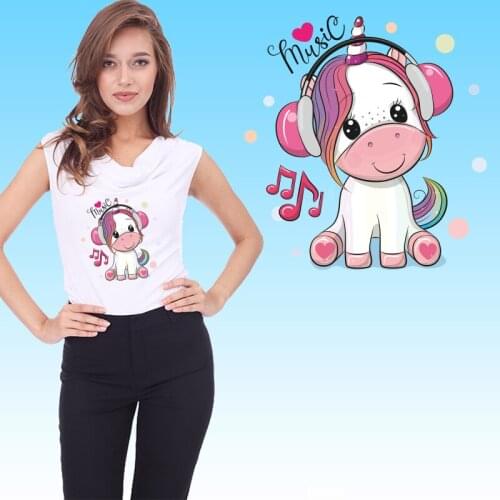 Cartoon anime images unicorn horse Patches for Kids Clothing Jacket DIY Appliques Patches for clothing Ironing stickers