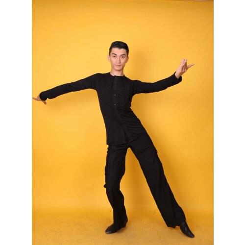 Long Sleeve Mens Latin Shirts Dance Top Ballroom Dancewear Latin Dance Costumes Stage Clothing for Men Ballroom Clothes