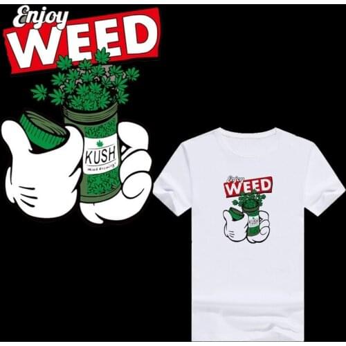 Fun Enjoy Weed Iron-On Transfers Vynil Heat Transfer Ironing Stickers T-shirt Thermal Patches For Clothing Iron on Sticker