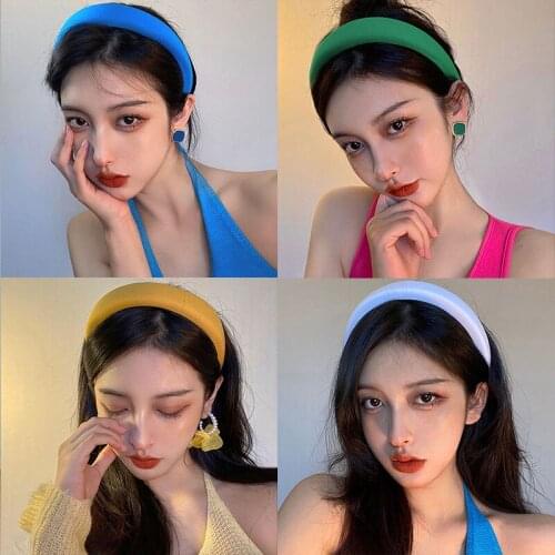 New Women Solid Candy Colors Thick Wide Sponge Padded Hairbands Sweet Hair Hoop Hair Decorate Headband Fashion Hair Accessories