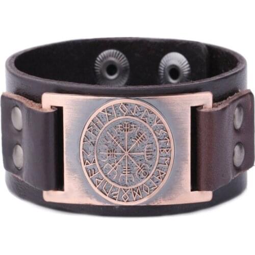 Wholesale Women Men Leather Bracelet Ancient Viking Pattern And Nordic Runes Odin Symbol Personality Provide Dropshipping
