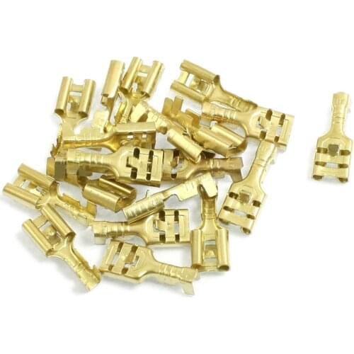 Bulk Price Brass 6.3 mm Connectors Female Spade Cable Terminals, 20 Piece