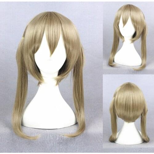 Anime Soul Eater Maka Albarn Cosplay Wig Linen Double Ponytail Heat Resistant Synthetic Hair+Free Wig Cap