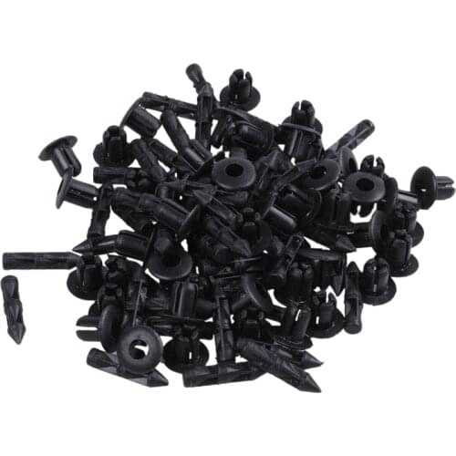 50x Plastic Rivet Bike Fairing Trim Panel Fastener Clips 6mm For Honda Yamaha Black