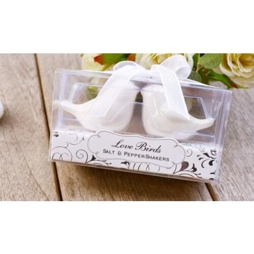 Wedding party favor gift for guest--True Love Conquers All Ceramic Birds Salt and Pepper Shakers 100boxes=200pcs/lot