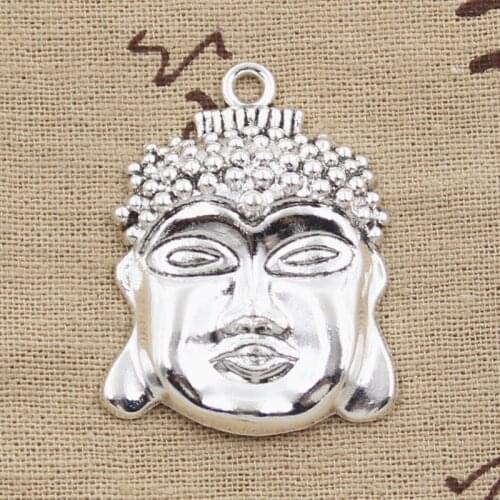 3pcs Charms Tathagata Buddha Head 40x30mm Antique Silver Color Pendants Making DIY Handmade Tibetan Finding Jewelry