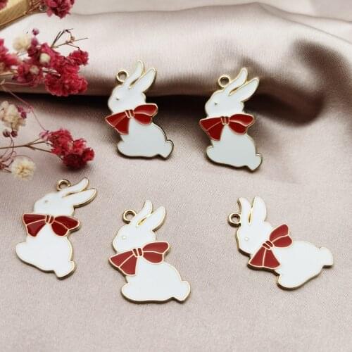 10pcs Rabbit Animal Charms Craft Metal Pendant for Earring DIY Bracelet Jewelry Making