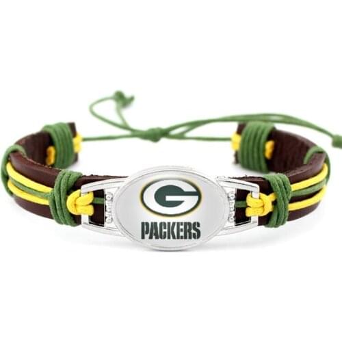 National League West Football Green Bay Team Packers Hand Woven Adjustable Leather Bracelet Bangles Jewellery