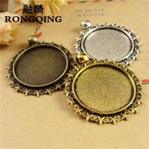 RONGQING 25mm Rolling Star Cabochon Settings 30pcs/lot Handmade Necklace Pendant Accessories DIY