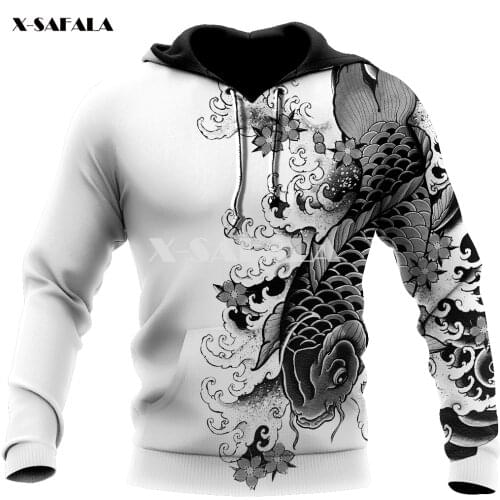 Samurai Tattoo Japan Masks Art Tattoo 3D Print XS-7XL Hoodie Man Women Harajuku Outwear Zipper Pullover Sweatshirt Unisex-16