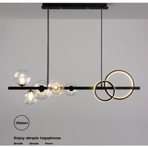 Modern European Glass Bubble Dining room Pendant Lights Black Long Bracket Pendant Lamps for Bar Stair Kitchen Restaurant