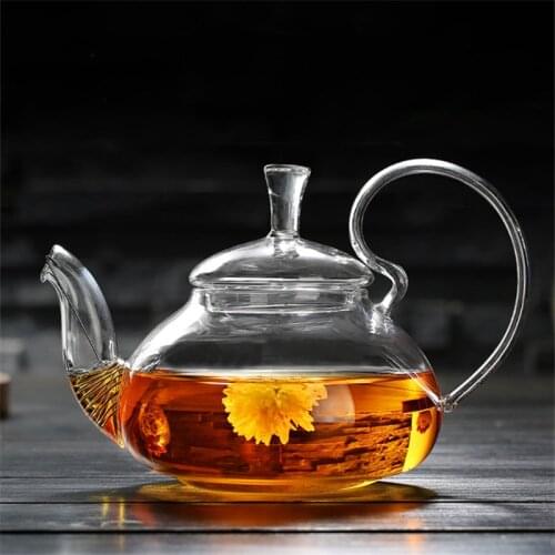 High Borosilicate Glass Heat Resistant High Handle Coffee Maker Household Tea Pot Creative Transparent Filter Flower Teapot