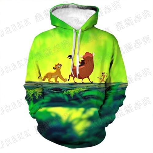 The Lion Kings Timon and Pumbaa Hoodies Men Women Children Cartoon Anime 3D Print Pullover Boy Girl Kids Sweatshirts Coat