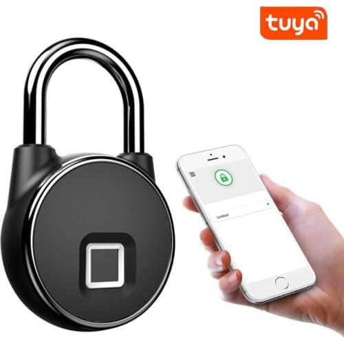 Tuya Smart Lock Fingerprint Padlock Smart Padlock Cabinet Lock Dormitory Anti-Theft Lock USB Rechargeable Security Keyless Lock