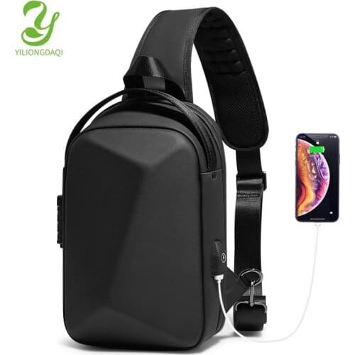 YILIONGDAQI Men Anti-theft TSA Lock Sling Bag Male Waterproof Crossbody Chest Pack Shoulder Bag with USB Charging port