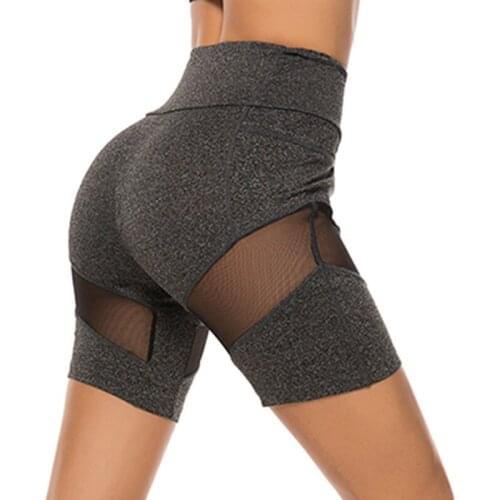 Women Yoga Shorts 2019 New Summer Casual High Waist Sports Shorts Fitness Solid Color Stitching Shorts For Femme