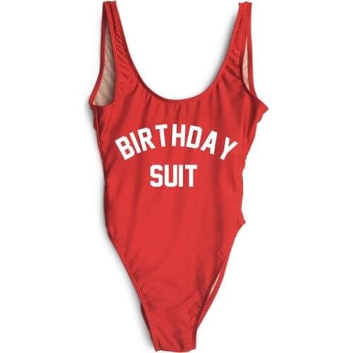 2020 One Piece Swimsuit BIRTHDAY SUIT Letter Print Plus Size Swimwear Women Party Jumpsuits Bathing Suit Monokini Beachwear mayo