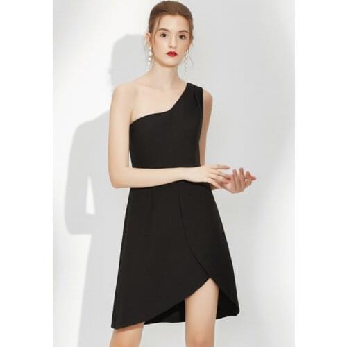 2020 New Fashion Women Luxury Runway Designer Summer Sexy Elegant Red Black One Shoulder Mini Celebrity Party Dress Female