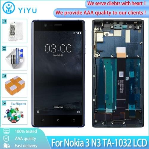 5.0" For Nokia 3 N3 2017 LCD Display Touch Screen With Frame Replacement For Nokia 3 Display TA-1020 TA-1028 TA-1032 TA-1038 LCD