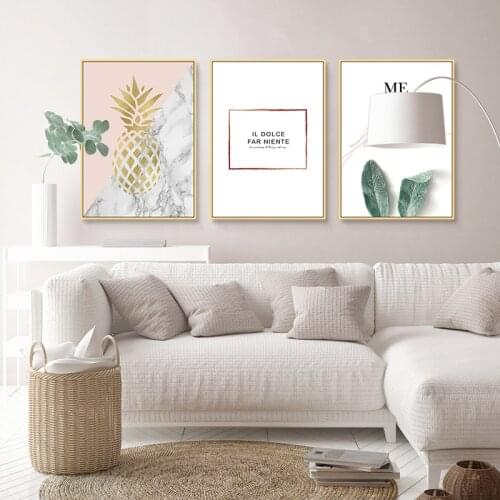 Golden Pineapple Wall art canvas painting plants Wall Pictures for Living Room Nordic Decoration Pictures morden Home decor