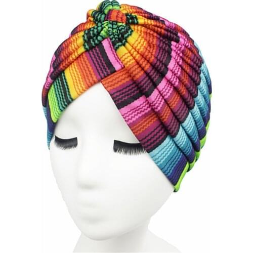 1Pcs 2021 Fashion Summer Women Hat Printing Chemo Hat Beanie Islam Muslim Scarf Stretch Turban Head Wrap Cap Hair Accessories