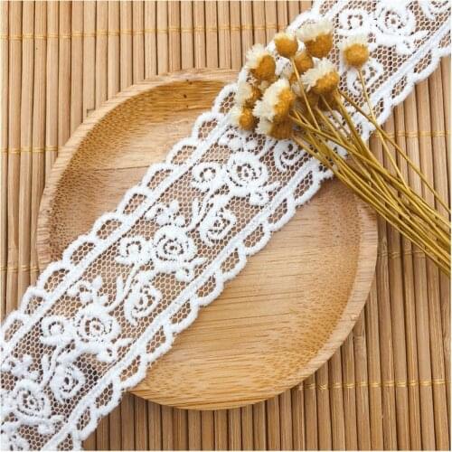 1Yards Embroidery Lace Fabric Rose Flower Cotton Lace Ribbon Mesh Fabric 3cm Guipure Lace Sewing Trimmings Craft dentelle L005