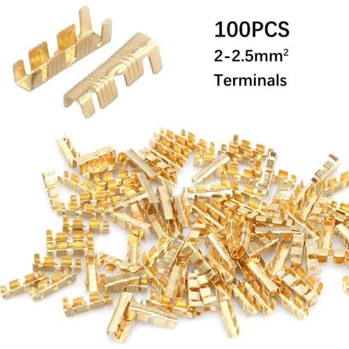 100Pcs U-Style Crimpping Terminal Tab Cold Inserts Connectors Cold Terminal Small Teeth Fascia 2-2.5mm2 Terminal
