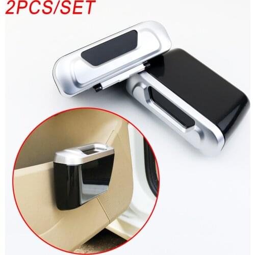 Car Interior Waste Bin Trim Door Rubbish Trash Holder Dust Case Auto Mini Garbage Box Hook Parts Accessories 2PCS
